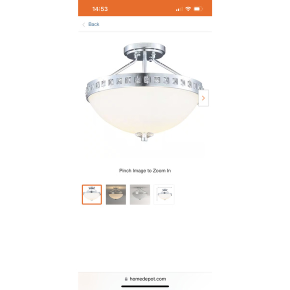 Ceiling Light Hampton Bay Wilikies Semi Flushmount Glass Shade - Picture 3 of 7